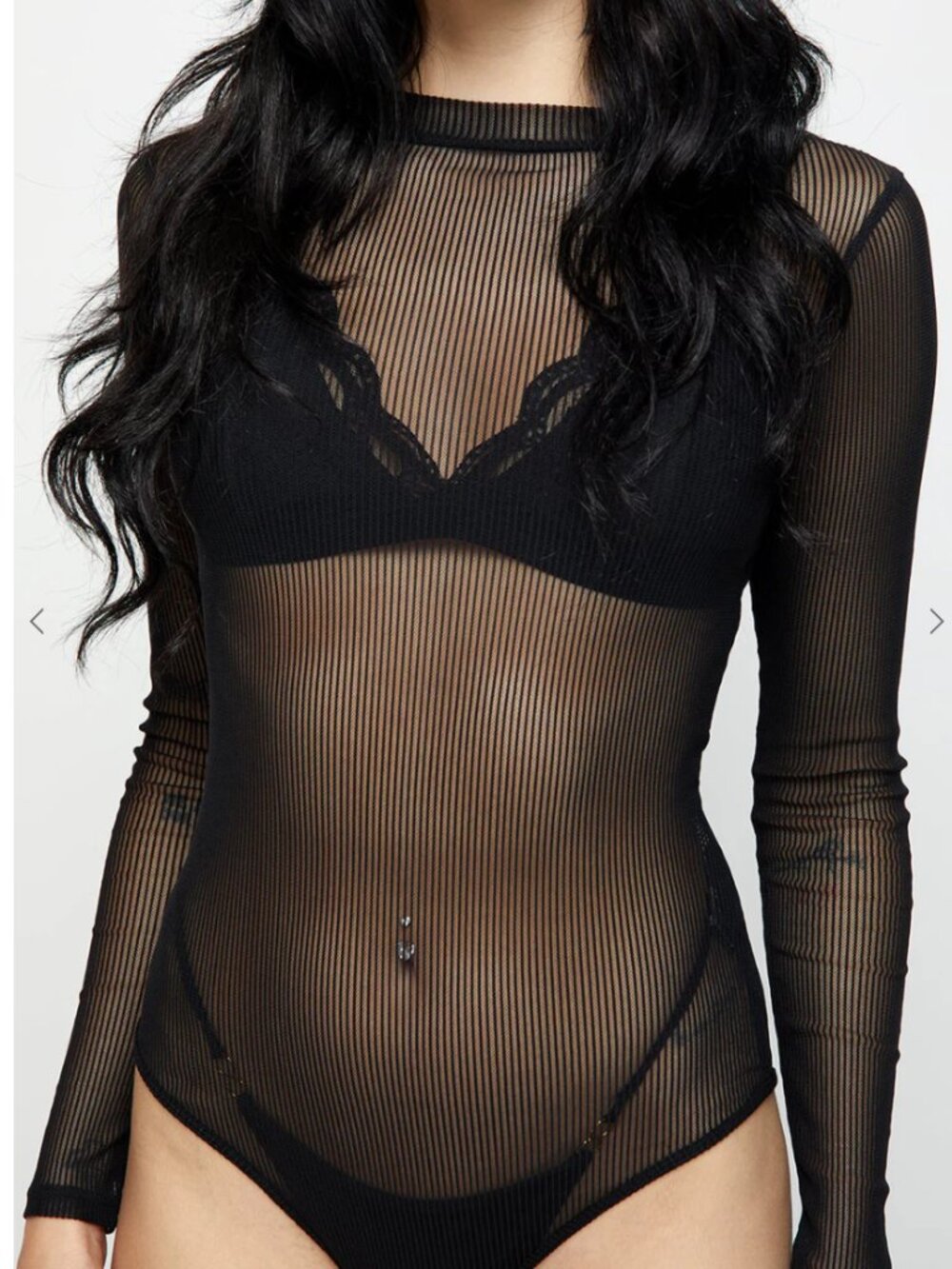 Disturbia - Lucille Long Sleeve Mesh Body - Midnight Black